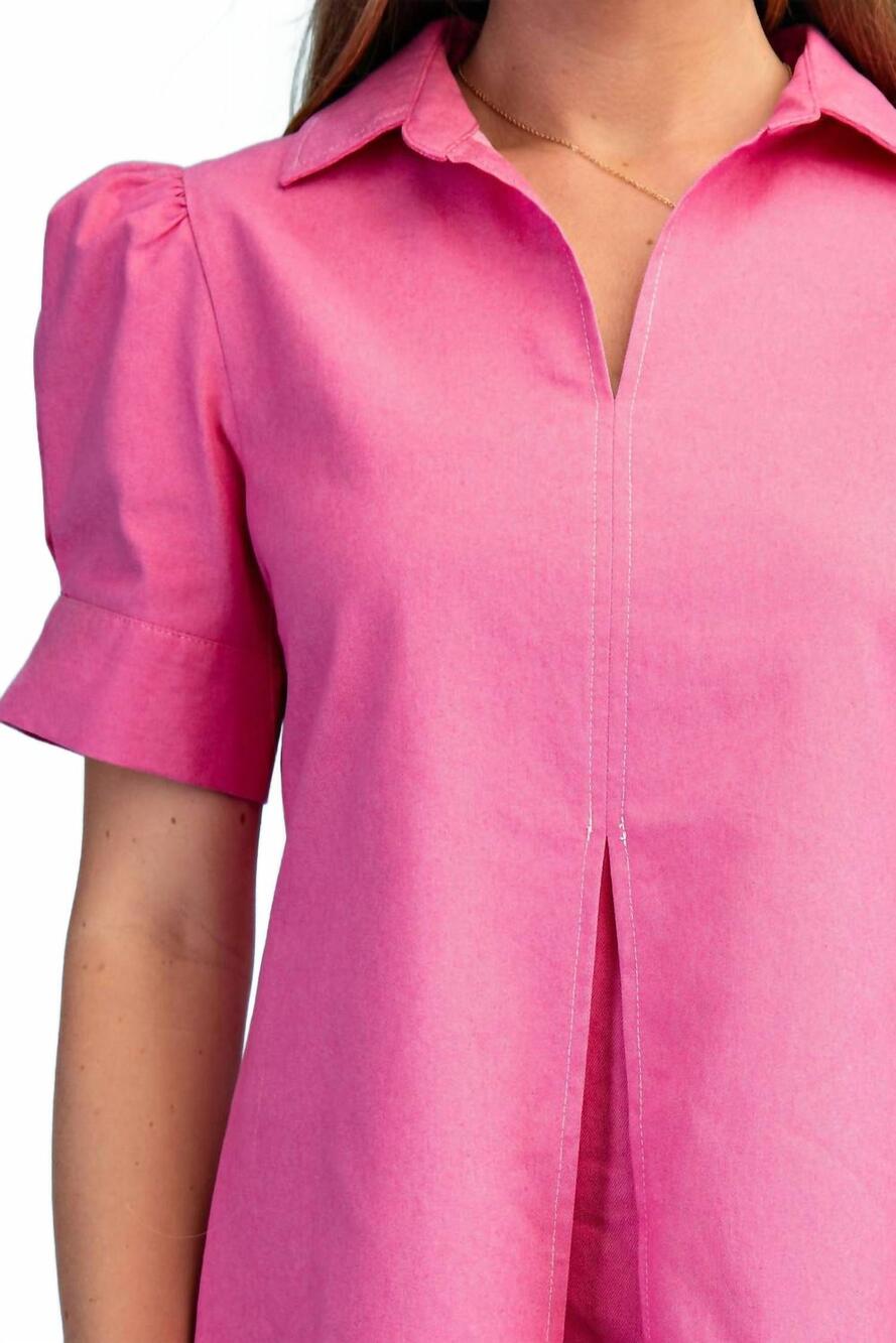 NEW GIGIO a-line collared mini dress in pink - Picture 5 of 5